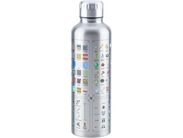 Paladone Bouteille d'Eau Métal Minecraft - Marchandise Officielle\, Bouteille Étanche pour Boissons Chaudes & Froides\, Cadeau pour Fans\, 470ml (16 fl oz)