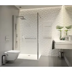 Hoesch Liberty Duschabtrennung links, Seiteneinstieg, Haltestange Silber, Echtglas 6 mm mit EverClean-Beschichtung, verchromt, Wandanschlussprofil ±10 mm, anpassbare Länge