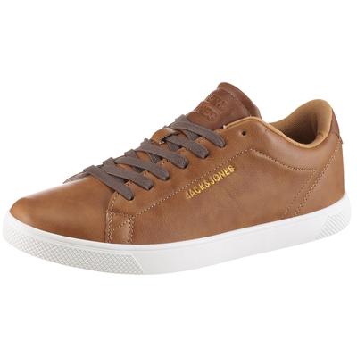 Sneaker JACK & JONES "JFWBOSLEY", Herren, Gr. 41, Textil, braun (cognac), Lederimitat, Schuhe Sneaker, mit heller Laufsohle