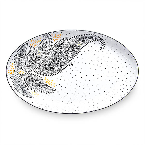 Sara Miller London Sara Miller Artisanne Noir Paisley Large Oval Serving Platter