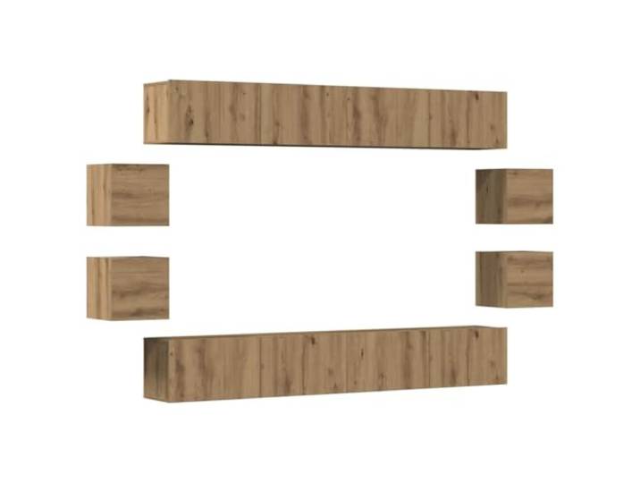 Makastle 8-TLG. TV-Wandschrank Artisan-Eiche 100x30x30 cm