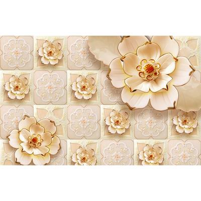 Fototapete PAPERMOON "Muster mit Blumen", bunt, B:4,5m L:2,8m, Vlies, Tapeten