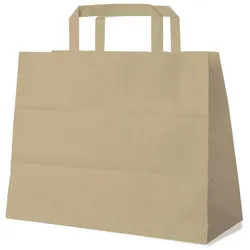 250x GASTRO Papiertragetaschen 27 x 32 x 16 cm mit EAN-Code braun