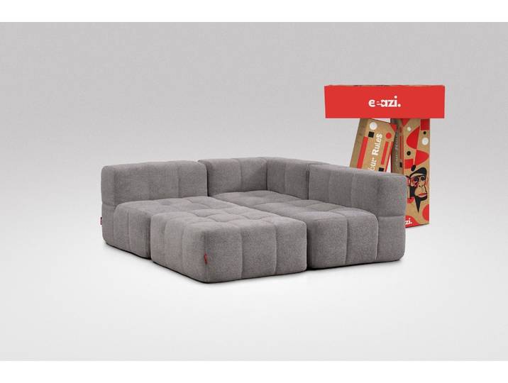4-tlg. Modulsofa Grau – 1 Eckteil, 2 Mittelteile, 1 Hocker
