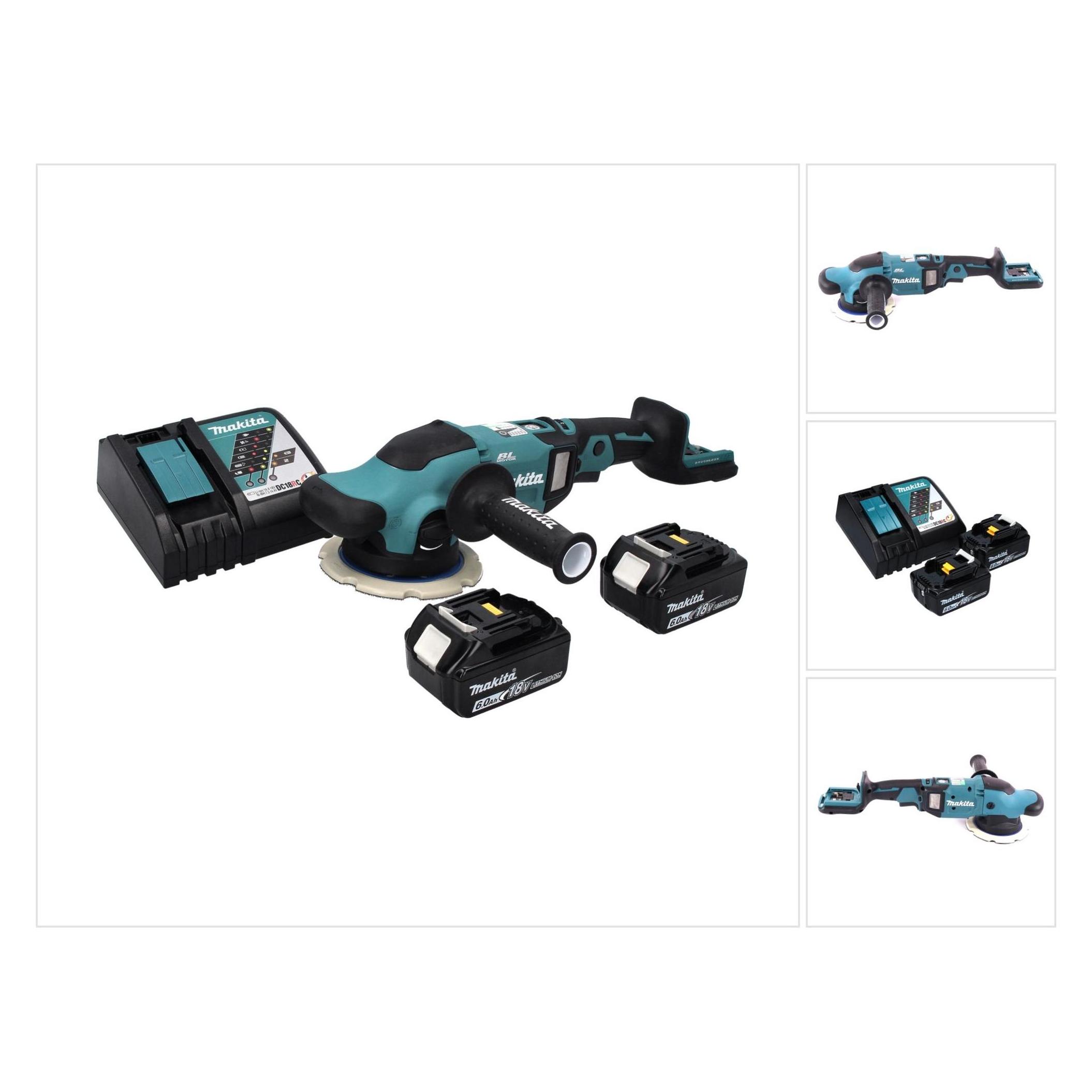 Makita DPO 600 RG Akku Exzenterpolierer 18 V 150 mm XPT Brushless + 2x Akku 6,0 Ah + Ladegerät (Exzenterpolierer) (DPO600RG)