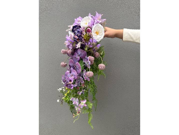 Bouquet violet en cascade, bouquet de mariage, orchidée chinoise, fleur artificielle, accessoire de photographie tendance, cadeau pour petite amie