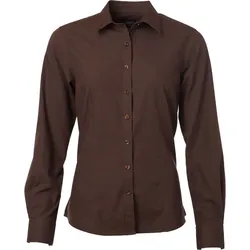 James & Nicholson Damen Popeline Bluse langarm JN677 brown XS