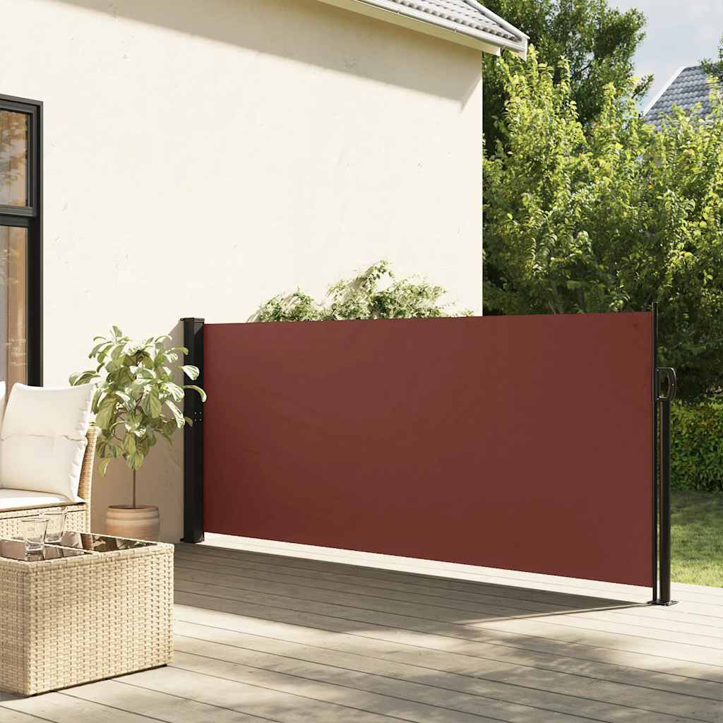 17 Stories Retractable Side Awning Brown 120cm H x 500cm W