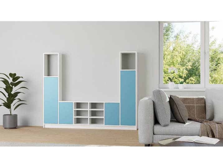 Wohnwand nach Maß MDF Beschichtet MDF Weiß matt
