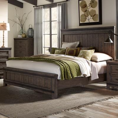 Liberty Furniture Thornwood Hills Rock Beaten Gray with Saw Cuts King California Panel Bed