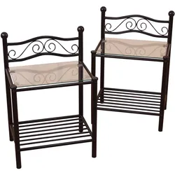 Nachtkonsole mit Glasplatte Schwarz (Set)