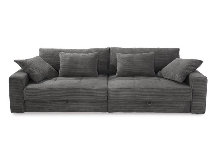Big-Sofa 284 cm breit Wellenunterfederung Lounge-Couch Stauraum Cord Dunkelgrau / 15261