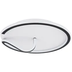 Deckenleuchte Deckenlampe Designleuchte Rundleuchte Innenleuchte Metall, Acryl, weiß opal, schwarz, Metallstab gebogen, 1x LED 40 Watt 2000 Lumen neutralweiß, DxH 41x13 cm