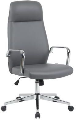 LeisureMod Flux Ergonomic Leather Office Chair - Reclining, Adjustable, Padded Headrest, Chrome Frame