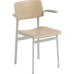 Loft Stuhl helle Eiche mit Armlehnen graue Beine