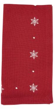 Saro Lifestyle Festive Snowflake Embroidered Napkin (Set of 4)