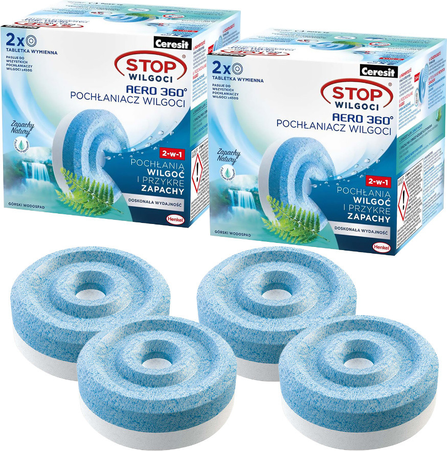 Ceresit AERO 360 Vochtabsorber Bergwasserfall navulverpakking, 4 x 450g