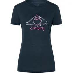 Super Natural, Damen, Sportshirt, I Love Climbing (XL), Blau