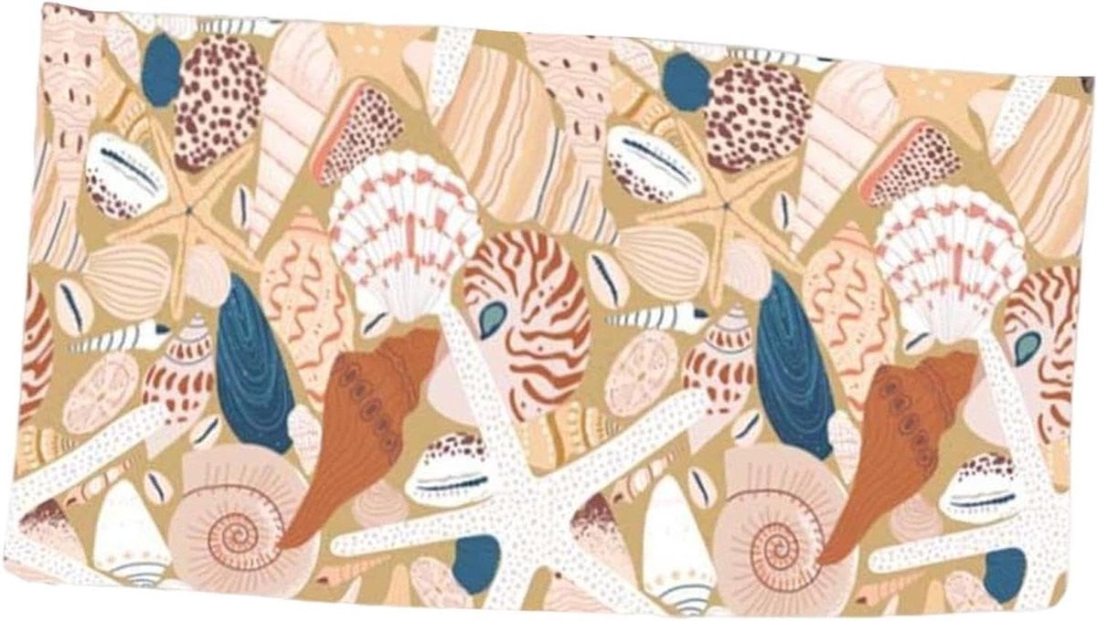 Sneldrogende microvezel strandhanddoek met schelpmotief, 140 x 70 cm