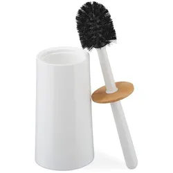 Relaxdays Toilettenbürste mit Behälter Weiß,Hellbraun,Schwarz