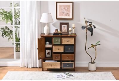Vintage Multi-Drawer Accent Storage Cabinet