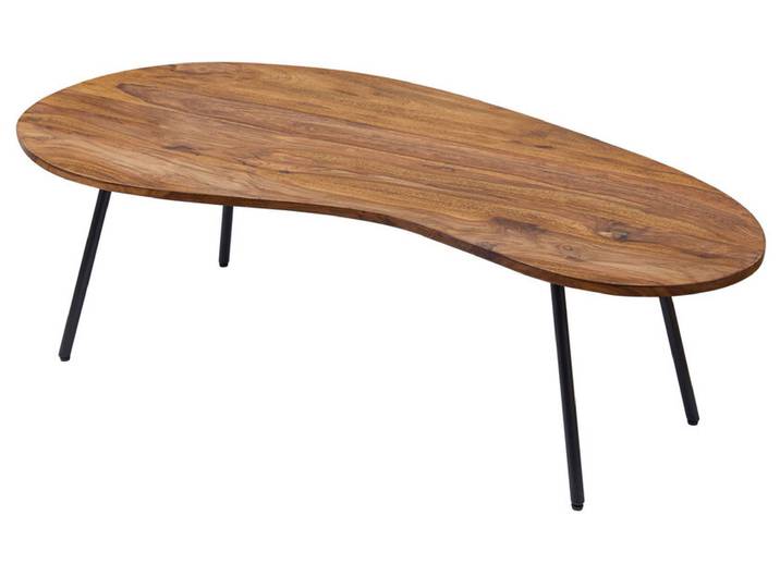 Couchtisch Kai 122x63 cm Sheshamholz massiv / Metall schwarz