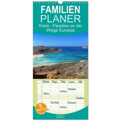 Familienplaner 2027 - Kreta - Paradies an der Wiege Europas mit 5 Spalten (Wandkalender, 21 x 45 cm) CALVENDO
