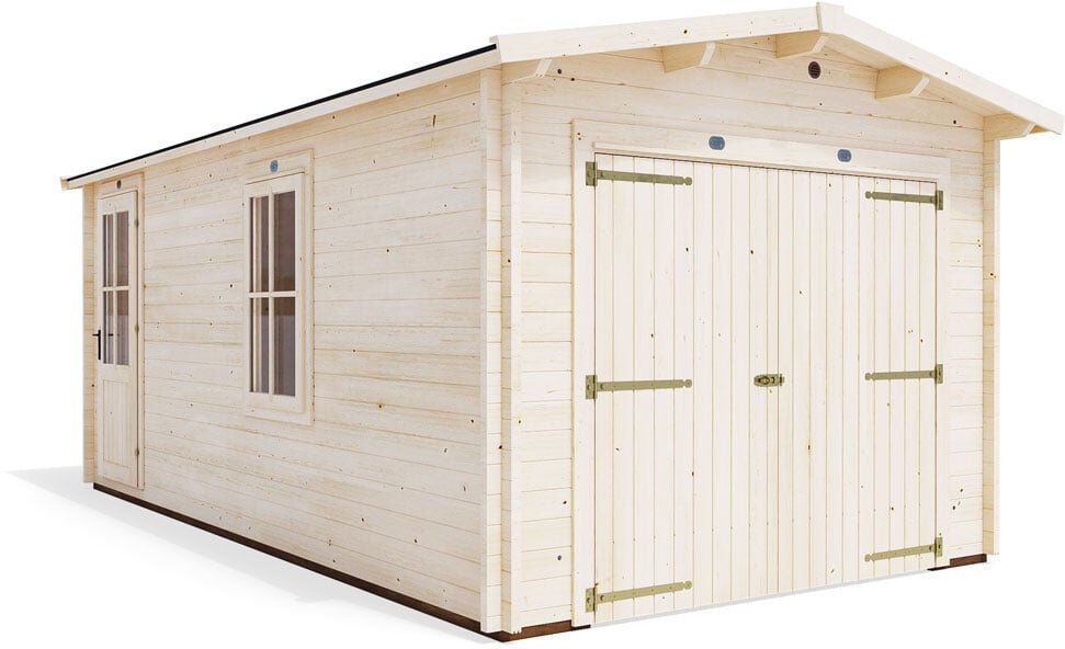 Dunster House Wooden Double Garage Deore 3m x 5.5m Garden Drive Car Storage Tool Shed Workshop Log Cabin Roof Felt 299cm W X 549cm D X 251cm H
