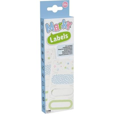 COLOP MARKY Aufbügeletiketten Set, 28 Stück iron-on Labels, 7 Motive