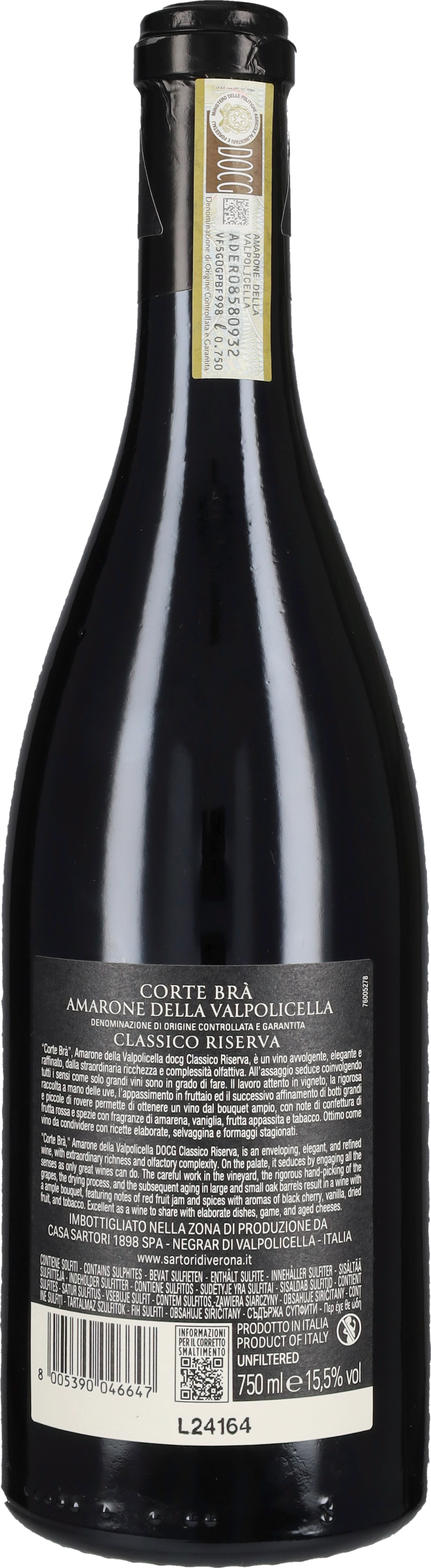 Amarone della Valpolicella Classico Riserva 'Corte Brà' Sartori 2017