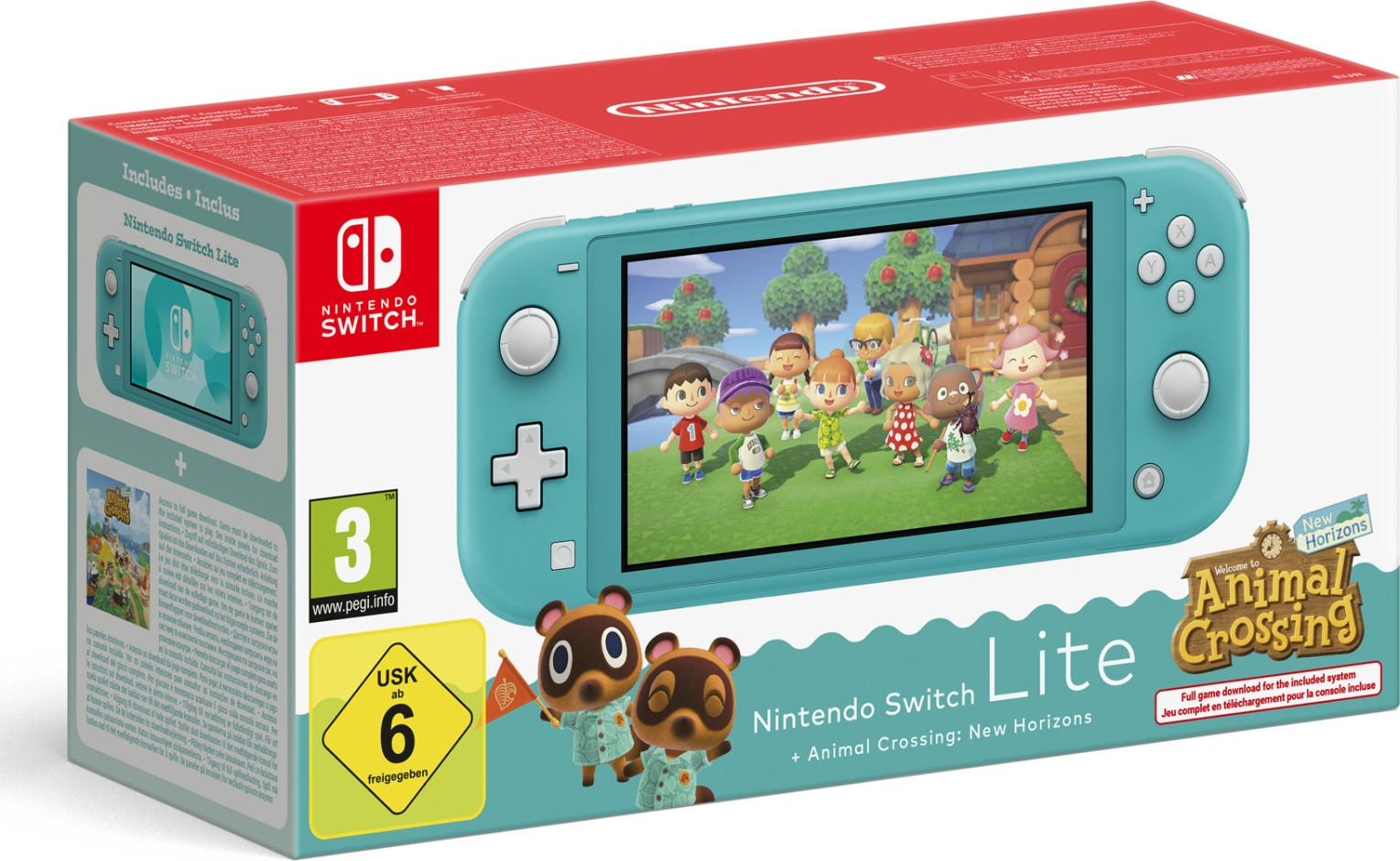 Nintendo Switch Lite met Animal Crossing: New Horizons in turquoise kleur