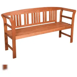 DELUKE Gartenbank LUCERN 3-Sitzer mit Rose - 157cm Breit, Eukalyptus, Natur | Terrassenbank Wetterfest Sitzbank Outdoor Bank