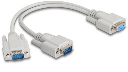 Delock Seriell Y-Adapter [1x D-SUB-Buchse 9pol. - 2x D-SUB-Stecker 9pol.] 0.30m Beige