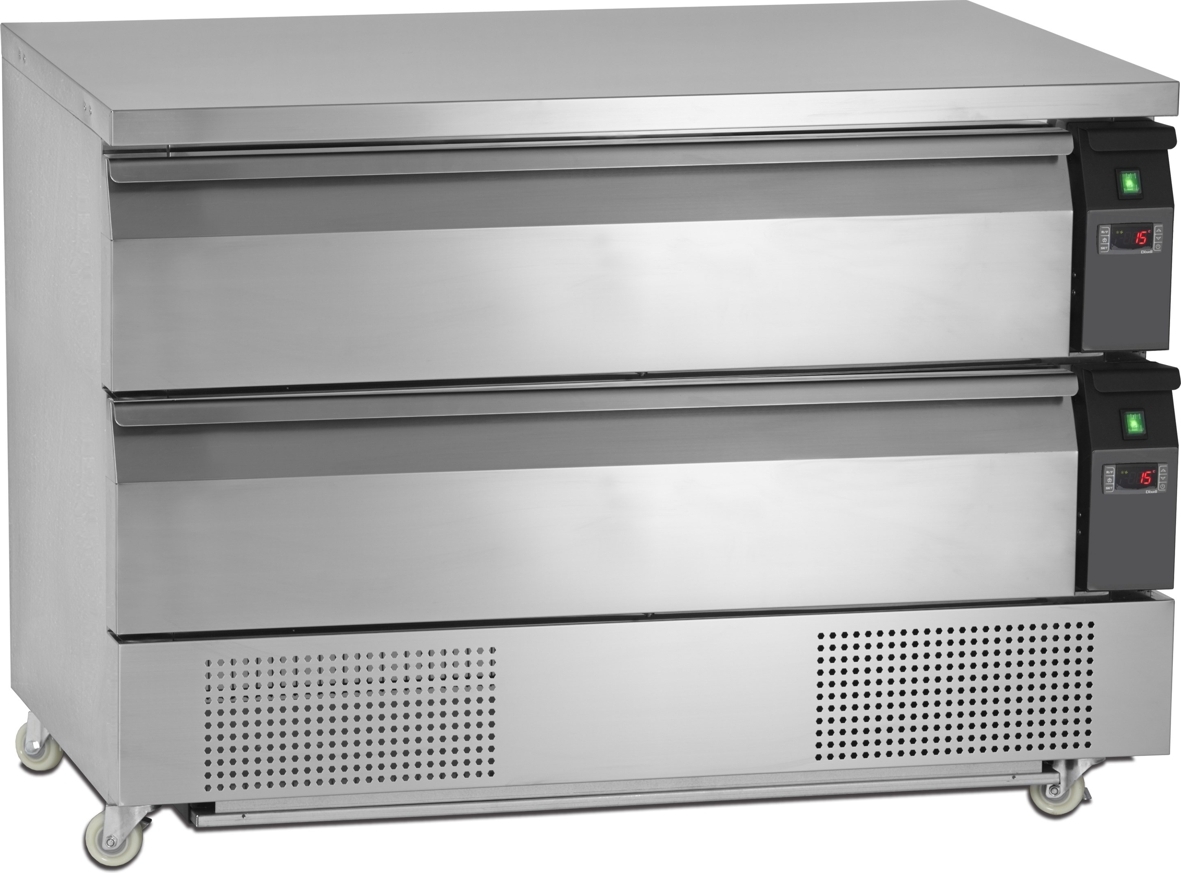Gastro Kühl-/Gefrierschrank UD2-3, 2 Zonen, 2 Schubladen, 154L, Umluftkühlung