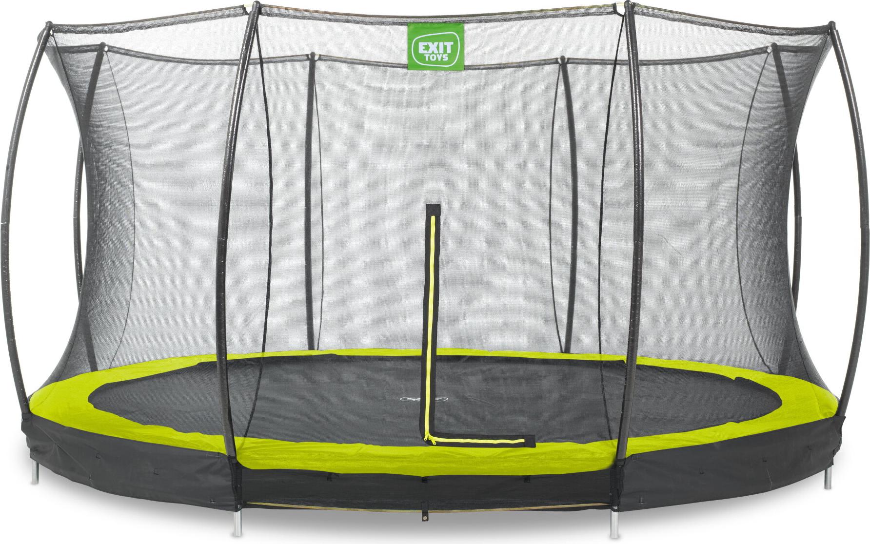 EXIT Silhouette Trampolin ø366cm, mit Sicherheitsnetz, Bodentrampolin, Rund, für Kinder, Grün