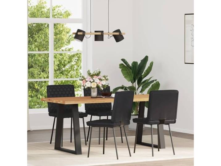 HKLGBVCR Essstühle, 4 Stück, Schwarz, Kunstleder Sitzfläche und Rückenlehne aus dickem Schaumstoff, Metall- und Holzrahmen, glatte Oberfläche, Esszimmer, Wohnzimmer
