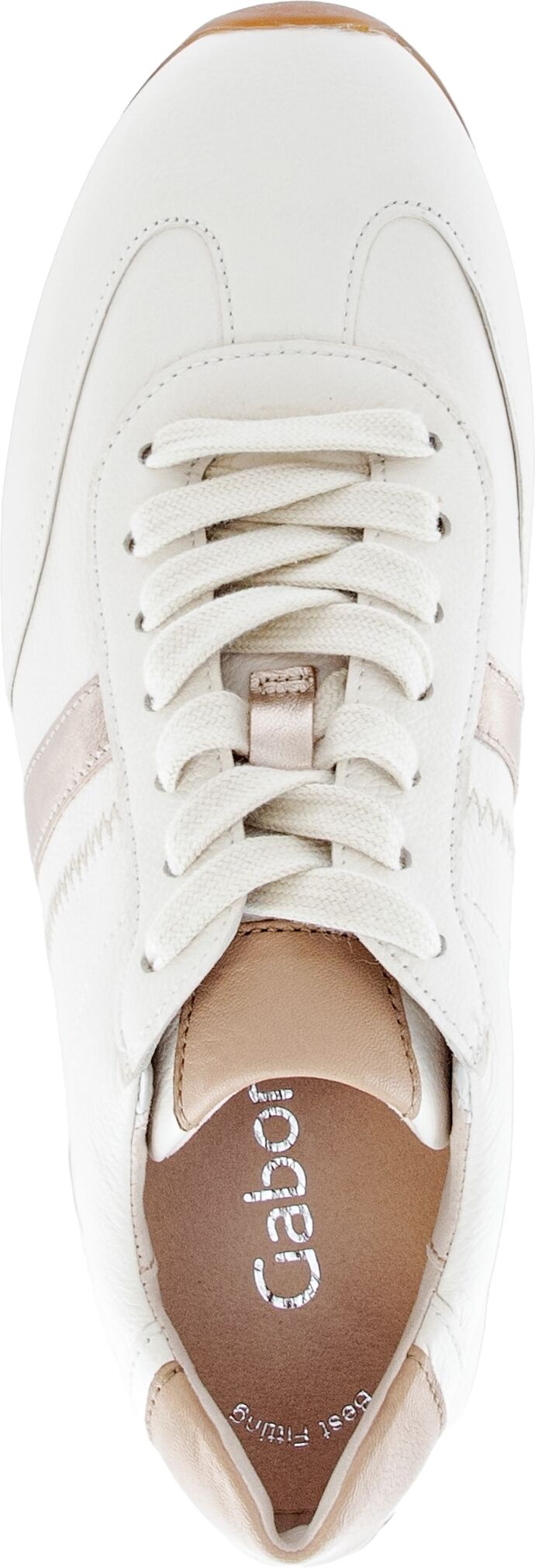 Sneaker GABOR, Damen, Gr. 36, ecru kombiniert, Glattleder, Schuhe Sneaker, Freizeitschuh, Halbschuh, Schnürer, Kontrastbesatz ecru kombiniert 36