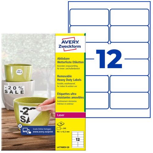 AVERY Zweckform wetterfeste Etiketten, 99,1 x 42,3 mm matt 240