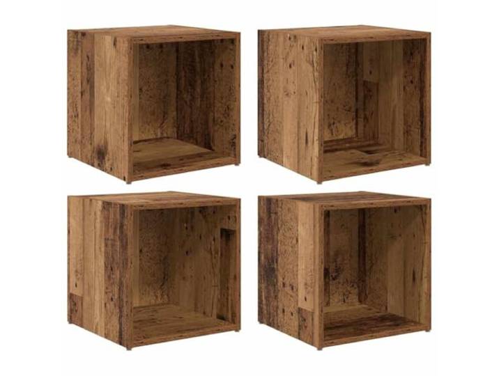 GHVBNMF 4er Set TV Lowboard Wandmontage Holzwerkstoff 37x35x37,5cm Altholz Wandhängendes Hängeregal Set im Altholz-Look für Wohnzimmer und Schlafzimmer, schafft bodennahe Freiheit und Stauraum.