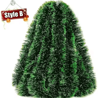 Uplift Curations Christmas Tinsel Garland Set Green Cane Wreath And Holiday Hanging Ornaments style B 10pcs(20m)