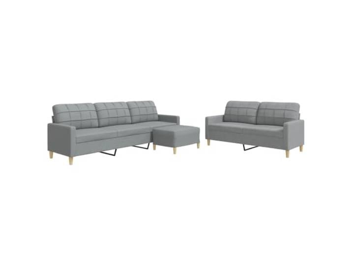 GHVBNMF 3-tlg Sofagarnitur mit Fußhocker Hellgrau Stoff Couch Garnitur Erweitere dein Wohnzimmer mit dieser hellgrauen Stoff Polsterecke inklusive bequemem Hocker für maximale Entspannung.