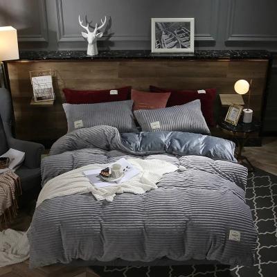 Uplifted Goods Thick Velvet Duvet Cover Set For Warm Winter Bedding grey 220x240cm Set