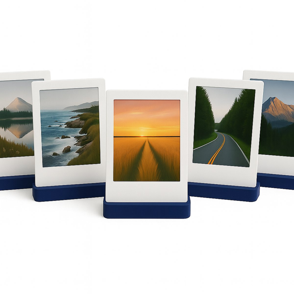 Huubsolutions Polaroid Fotohouder Blauw – Set van 5 Universele Instax Mini, Square, Wide & Polaroid Fotostandaards – Blauw
