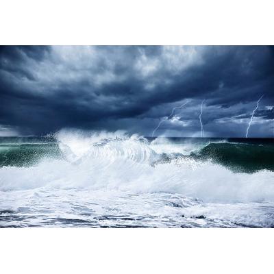 Fototapete PAPERMOON "Wellen mit Gewitter", bunt, B:2,5m L:1,86m, Vlies, Tapeten