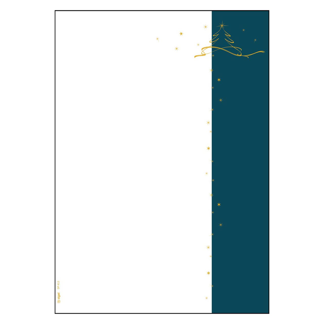 SIGEL Weihnachtsbriefpapier Christmas Tree petrol Motiv DIN A4 90 g/qm 100 Blatt