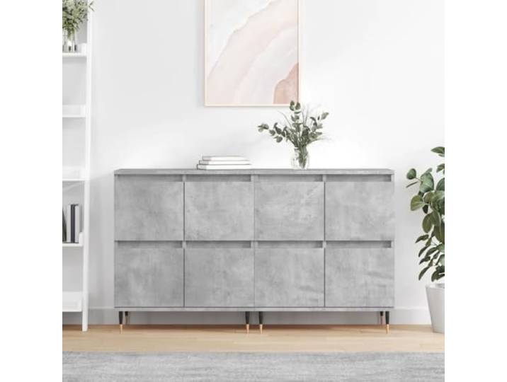 HEFZGDB Klassische Sideboards mit Stauraum und Zeitlose Sideboards für Zuhause: 2 STK. Betongrau Holzwerkstoff mit glatter Oberfläche für Wohnraumgestaltung und Aufbewahrung