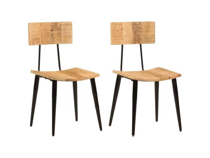 Fisinber Esszimmerstühle 2er Set 44x40x80 cm Mango Massivholz Robuste Küchenstühle mit pulverbeschichtetem Metallgestell, Unikat-Maserung und hoher Standfestigkeit im Wohnzimmer.