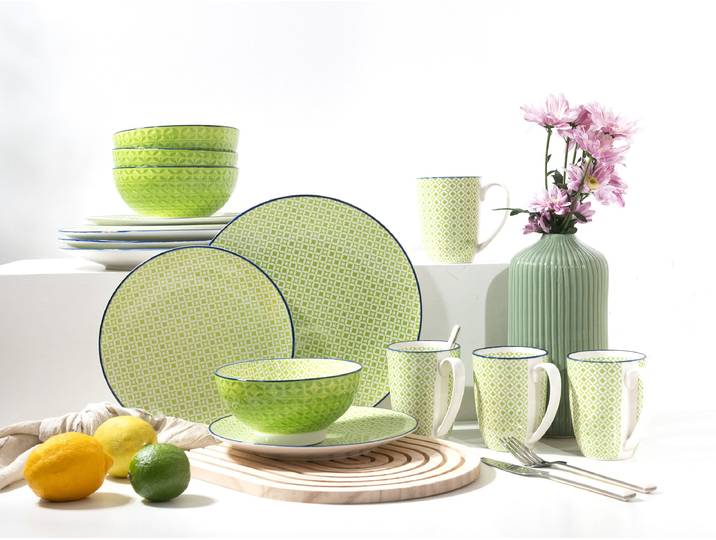 Kombiservice Mediterran Grün 16-teilig Grün/Lindgrün