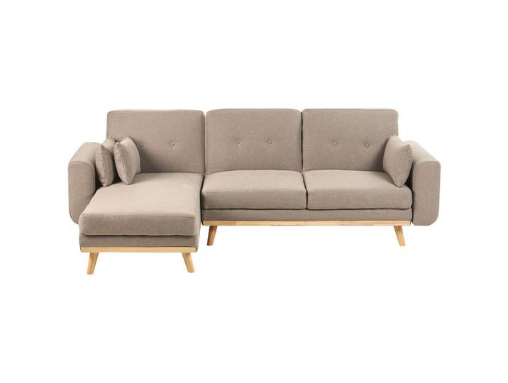 ECKSCHLAFSOFA 3-Sitzer Stoff Hellbraun rechtsseitig Kaarina