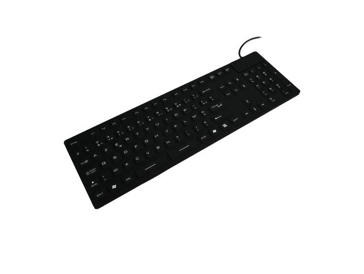 MCL ACK-729/N, Taille réelle (100 %), Avec fil, USB + PS/2, Clavier à membrane, AZERTY, Noir